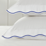 400TC Cotton Scallop Embroidery Sateen Microcheck Duvet Cover Set