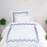 Double Wavy Embroidered Cotton Duvet Cover Set