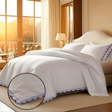 400TC U Shape Scallop Embroidery Cotton Duvet Cover Set