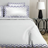 Imaginary Scallop 400TC Cotton Embroidery Sateen Solid Duvet Cover Set
