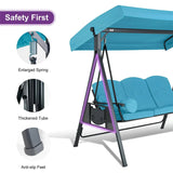 PURPLE LEAF Outdoor Porch Swing with Stand, 3-seat Swing Chair