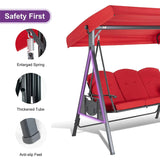 PURPLE LEAF Outdoor Porch Swing with Stand, 3-seat Swing Chair