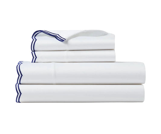 Scalloped Edge Bedding - Navy