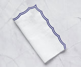 Navy Scallop Embroidery Napkins