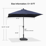 PURPLE LEAF Crank and Tilt Square Patio Table Umbrella with Base for Garden Porch