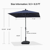 PURPLE LEAF Crank and Tilt Rectangular Outdoor Patio Market Umbrella with Base