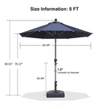 PURPLE LEAF Round Tilting Patio Umbrella with Base, Milan Porch Table Umbrella
