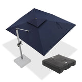 PURPLE LEAF Rectangular Large Outdoor Cantilever Umbrella With Base for Garden, Pool