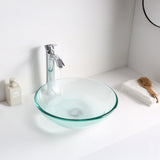 Etude Series 17 in. Bathroom Vessel Sink with Scratch-Tough and Stain-Resistant Non-Porous Surface in Clear Glass