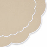 Beige Round Placemats with Scalloped Edge
