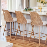 Nice 27" Rattan Upholstered Counter Stool (Set of 3)