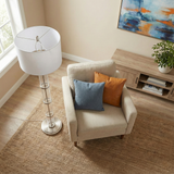 Nimbus Brushed Nickel Floor Lamp with 3-Way Rotary Switch Clear Glass Body Metal Base