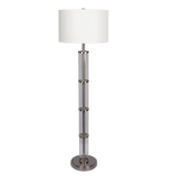 Nimbus Brushed Nickel Floor Lamp with 3-Way Rotary Switch Clear Glass Body Metal Base
