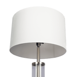 Nimbus Brushed Nickel Floor Lamp with 3-Way Rotary Switch Clear Glass Body Metal Base