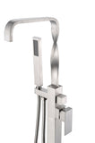 ANZZI Yosemite Floor Mount Tub Filler (44.5" H), 2-Handle Control, 60" Hand Sprayer, Solid Brass, cUPC Certified, Various Finishes