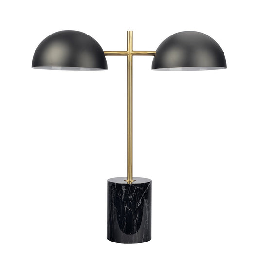 Nova Hydro Black Table Lamp with On/Off Switch Double Lamp with Faux Marble Base