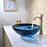 Soave Series 17 in. Bathroom Vessel Sink with Scratch-Tough and Stain-Resistant Surface in Sapphire Wisp Glass