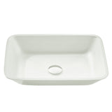 Innovio Series 18 in. L x 13 in. W Rectangular Bathroom Vessel Sink in Matte White Finish Glass with Chrome Pop-Up Drain