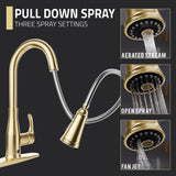 Sifo Hands Free Touchless 1-Handle Pull-Down Sprayer Kitchen Faucet with Motion Sense and Fan Sprayer