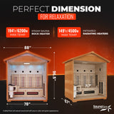4-Person Infrared and Electric Heater Outdoor Red Cedar and Hemlock Wood Sauna with Wet/Dry Use, Touch Pad Controller