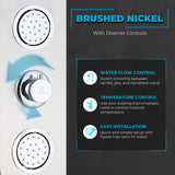 Beverly Series 43 in. 3-Jetted Shower Tower with Heavy Rain Shower and Body Jets and Spray Wand
