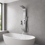 FIELD Series 58 in. 2-Jetted Full Body Shower Panel System with Heavy Rain Shower and Spray Wand in Brushed Steel