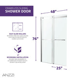 Kahn Series 45 to 48 in. x 76 in. Sliding Frameless Shower Door with Tsunami Guard Tempered Glass