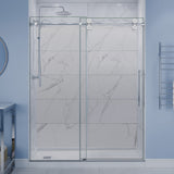 ANZZI 60 in. x 76 in. Frameless Sliding Shower Door, 3/8" TSUNAMI GUARD Glass, Exposed Rollers and RHINO ALLOY Hardware