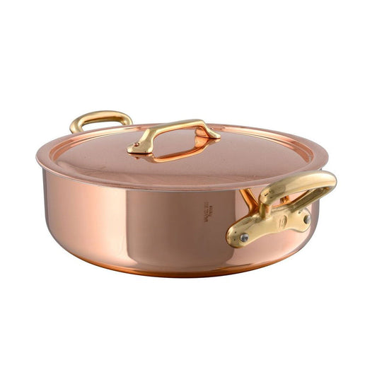 Mauviel M'Heritage M'200 B Copper Rondeau With Lid, Brass Handles