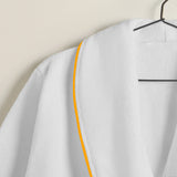 Shawl Collar Cotton Bath Robe with Border Embroidery