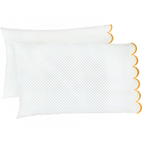 Allena 400TC Cotton Scallop Embroidery Sateen Microcheck Pillowcases (Set Of 2)