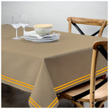 Double Embroidery Border Sateen Cotton Solid Table Cloth - Taupe