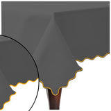 Scallop Embroidery Sateen Cotton Solid Table Cloth - Dark Grey
