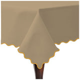 Scallop Embroidery Sateen Cotton Solid Table Cloth - Taupe