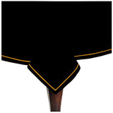 Single Embroidery Border Sateen Cotton Solid Table Cloth - Black