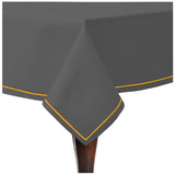 Single Embroidery Border Sateen Cotton Solid Table Cloth - Dark Grey