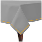 Single Embroidery Border Sateen Cotton Solid Table Cloth - Light Grey
