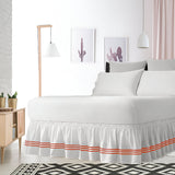 400TC Sateen Solid Cotton Triple Embroidered Wrap Around Bed Skirt