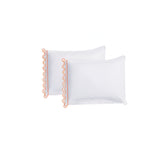 400TC U Shape Scallop Embroidery Cotton Solid Pillowcases (Set Of 2)