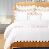 400TC Zig & Zag U Shape Embroidery Cotton Duvet Cover Set