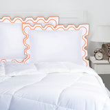 400TC Zig & Zag U Shape Scallop Embroidery Cotton Solid Pillow Sham