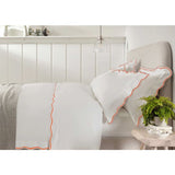 400TC Cotton Scallop Embroidery Sateen Microcheck Duvet Cover Set