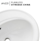Luna Series 19 in. Ceramic Drop-in Oval Bathroom Sink Basin in White