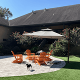 PURPLE LEAF Outdoor Garden Umbrella with Base, Cantilever Umbrellas in Wood Color