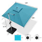 PURPLE LEAF Patio Umbrella with Base, Cantilever Umbrellas for Pool, Turquoise Blue