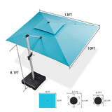 PURPLE LEAF Patio Umbrella with Base, Cantilever Umbrellas for Pool, Turquoise Blue