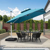 PURPLE LEAF Patio Umbrella with Base, Cantilever Umbrellas for Pool, Turquoise Blue
