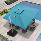 PURPLE LEAF Patio Umbrella with Base, Cantilever Umbrellas for Pool, Turquoise Blue