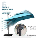 PURPLE LEAF Patio Umbrella with Base, Cantilever Umbrellas for Pool, Turquoise Blue
