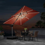 PURPLE LEAF Red Patio Umbrella with Base, Outdoor Cantilever Umbrellas